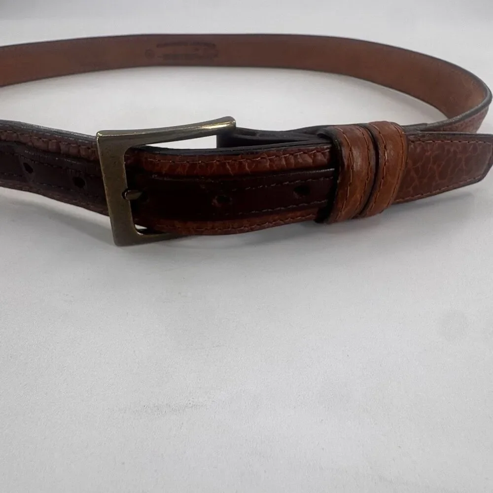 Coronado Brown American Bison Leather Belt ~ Size 36 w/ Brass Buckle Made in USA
